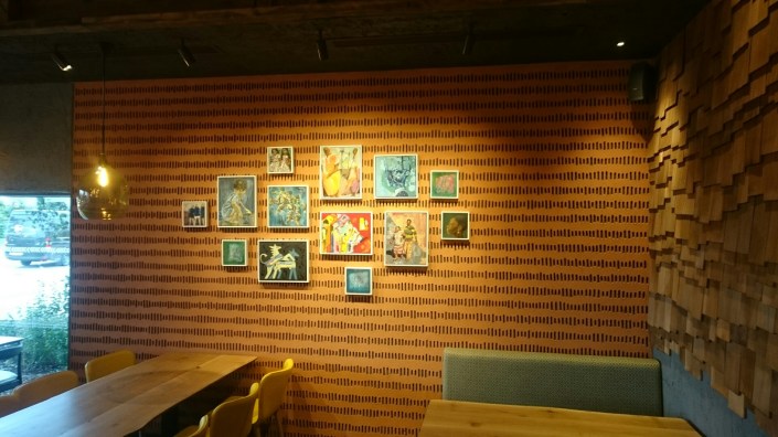 Nando's restaurant in Huntingdon, two tone carved finish