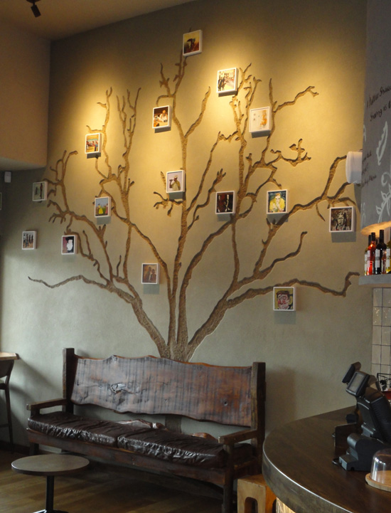 Carved clay tree finish, Nando's restaurant in Staines