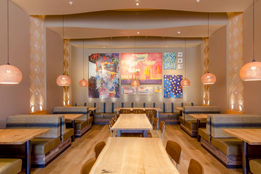 Carved clay walls and ceiling, Nando's restaurant in West Bromwich