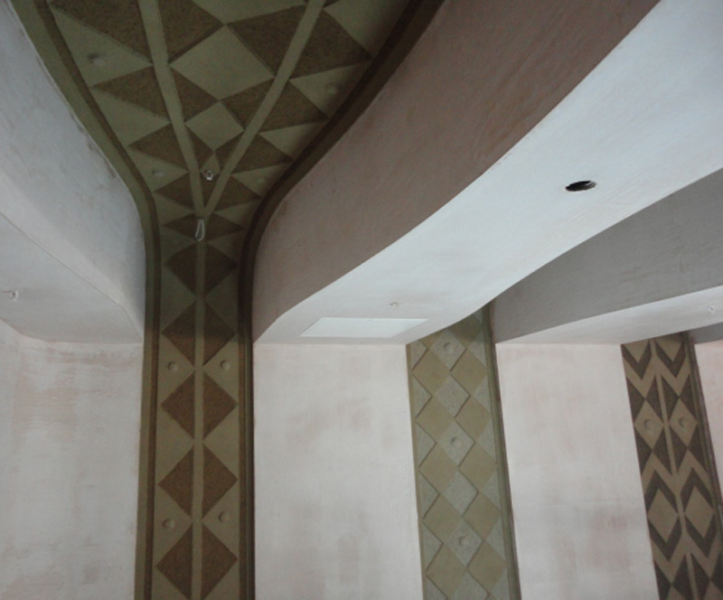Carved clay walls and ceiling, Nando's restaurant in West Bromwich