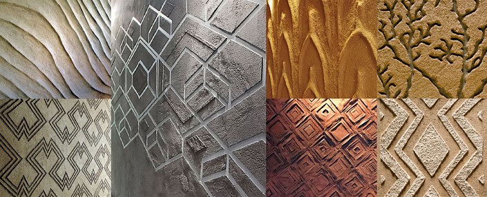Clayworks' clay plaster finishes, textures and colours.
