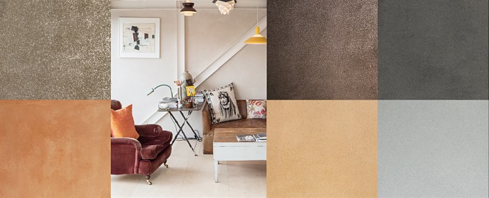 Clayworks' clay plaster finishes, textures and colours.