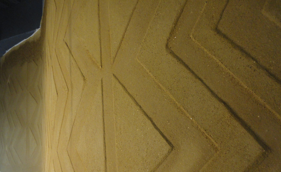 Anaglyptic clay textured wall, Nando's restaurant in Edinburgh
