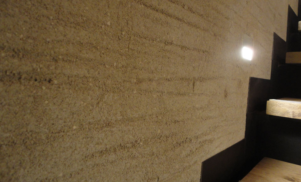 Rough and rustic textured clay finish, Nando's restaurant in Glasgow, Scotland