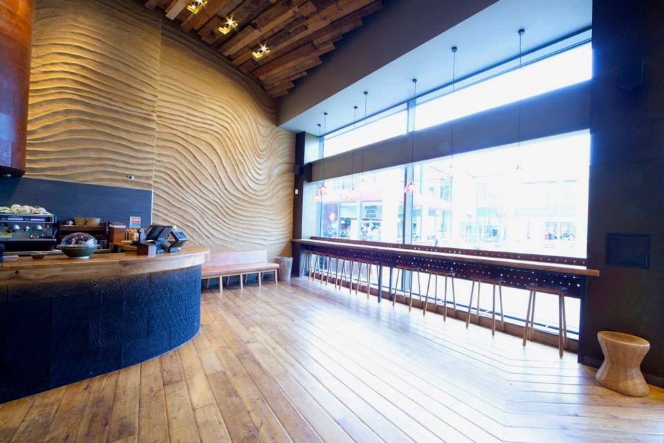 Undulated clay finish, Nando's restaurant in Newcastle