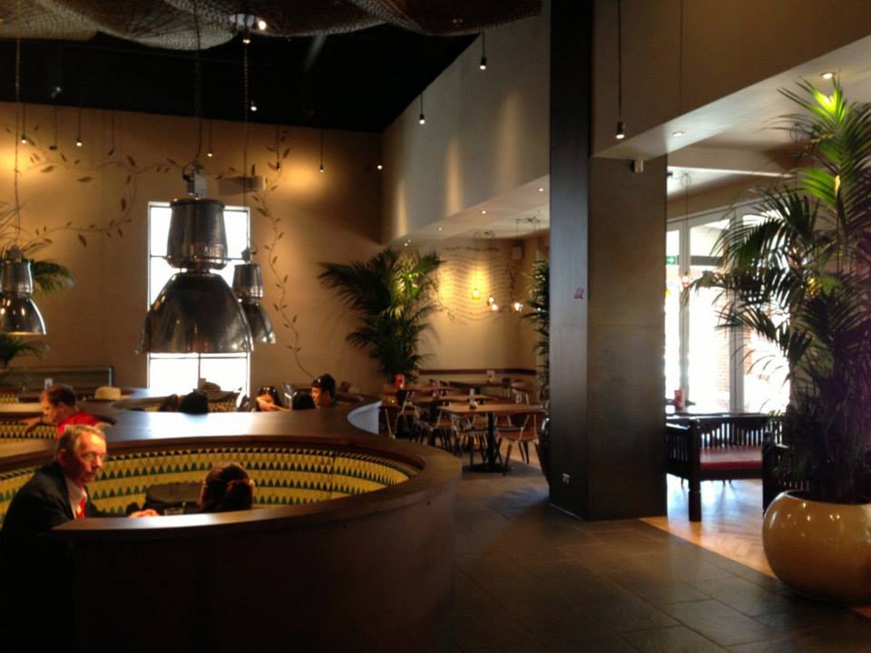 Carved clay wall, Nando's restaurant in Portsmouth