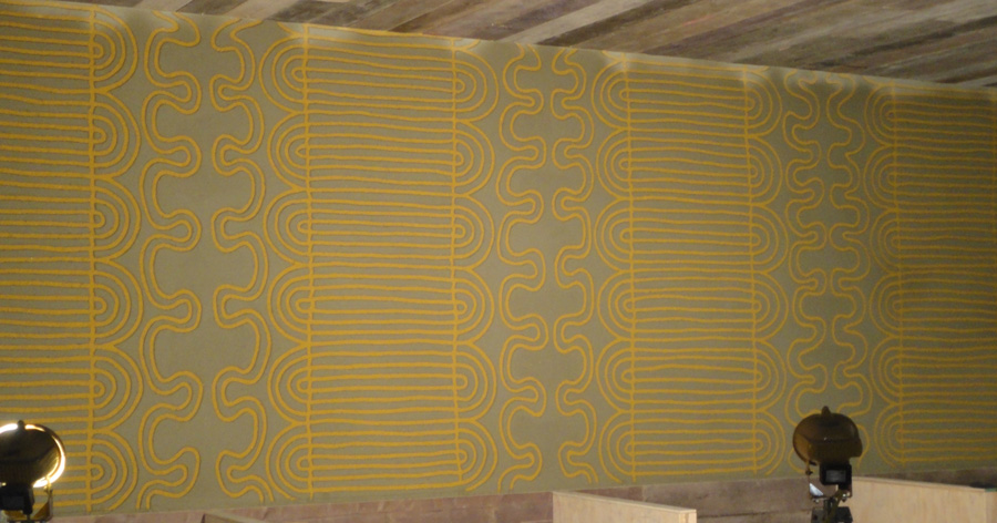 Carved clay wall, African inspired pattern, Nando's restaurant in Redditch