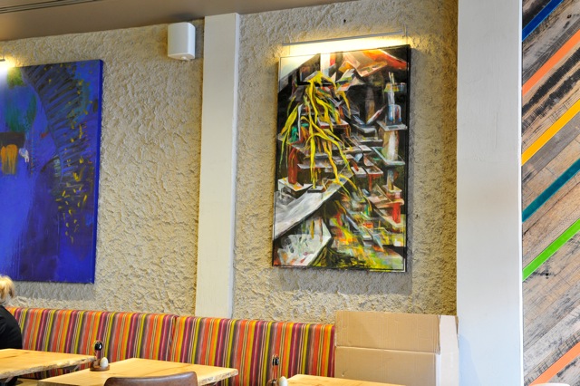 Rough and rustic textured clay finish, Nando's restaurant in Watford