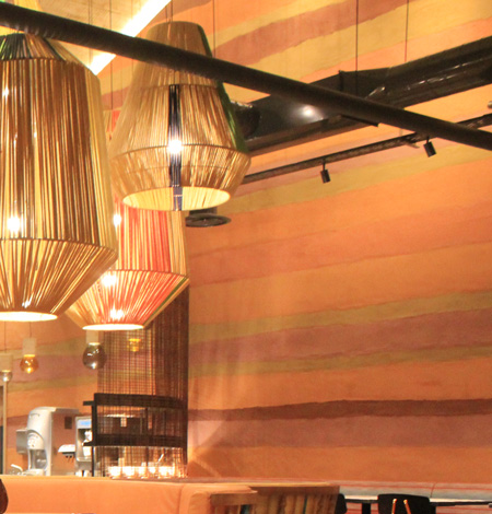 Rammed earth clay finish, Nando's restaurant in Chesterfield