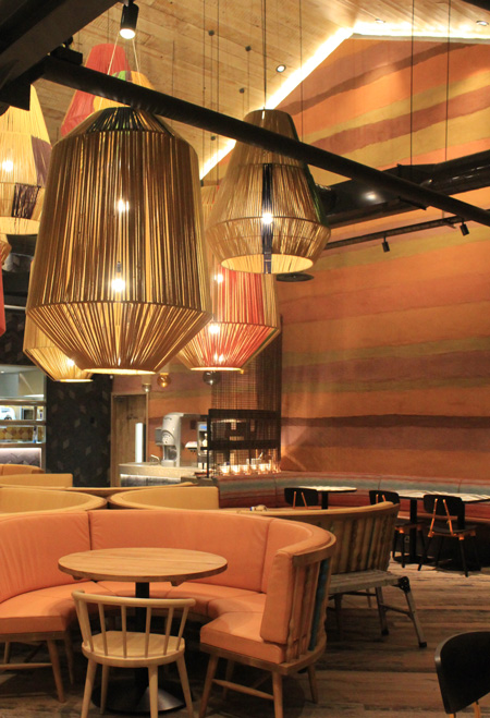 Rammed earth clay finish, Nando's restaurant in Chesterfield